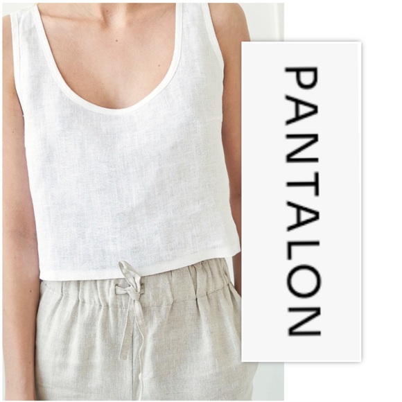 PANTALON White Sleeveless Cropped Cotton Blend Tank - Picture 1 of 9